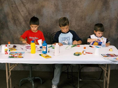 Arts & Crafts Projects are less messy with plastic elastic table covers.