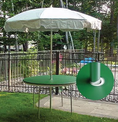 Umbrella Tables are no problem for Plastic Elastic table covers.